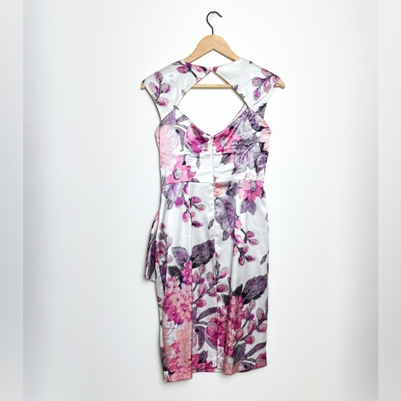 Maggy London Floral Satin Dress - Size 4 - Super Flattering Fit! - Picture 2 of 7